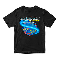 Футболка черная с оригинальным принтом игры BeyBlade "Волчок Beyblade burst. Бейблэйд Юла" Push IT