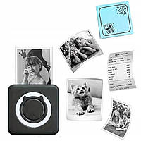 Портативний термопринтер Mini Printer C15 для друку зі смартфона без заправлення чорнила (Чорний)