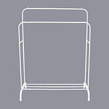 Подвійна стійка для одягу Double floor Hanger, вішалка, рейл із полицею для взуття білого кольору (212), фото 3