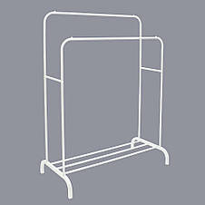 Подвійна стійка для одягу Double floor Hanger, вішалка, рейл із полицею для взуття білого кольору (212), фото 4