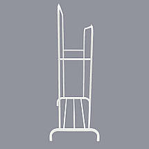 Подвійна стійка для одягу Double floor Hanger, вішалка, рейл із полицею для взуття білого кольору (212), фото 5