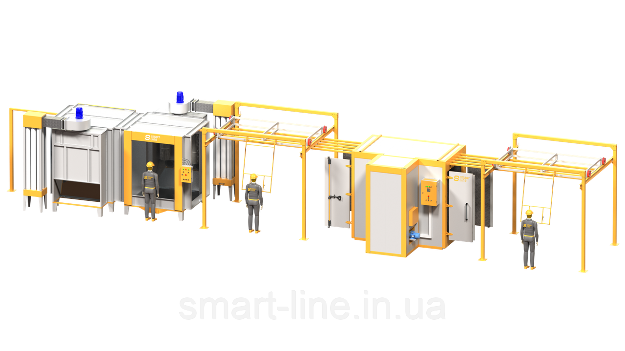 Лінія порошкового фарбування Ellipse - 2.3ч без відстійників та підвісок для габаритів цеху: 19.7м х 4.4м