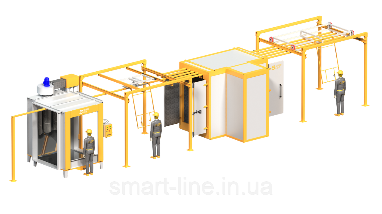 Лінія порошкового фарбування Ellipse - 1.3ч без відстійників і підвісок для габаритів цеху: 17.7м х 4.2м