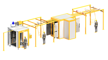 Лінія порошкового фарбування Ellipse - 1.3ч без відстійників і підвісок для габаритів цеху: 17.7м х 4.2м