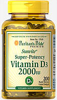 Витамин Д3 Puritans Pride 2000 МЕ 200 капсул (31191) US, код: 1535996