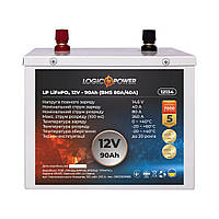 Аккумуляторная батарея LogicPower LiFePO4 12V (12,8V) - 90 Ah (1152Wh) (BMS 80A/40A) метал LogicPower 17507