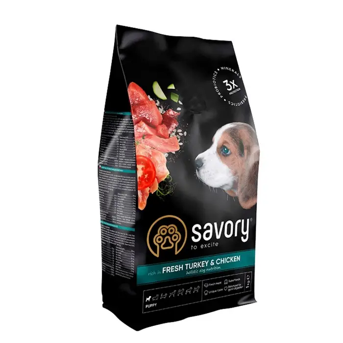 Сухий корм для цуценят Savory Puppy Fresh 1 кг - індичка та курка