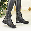 Черевики жіночі шкіряні на стійкому підборі. Колір чорний, фото 4