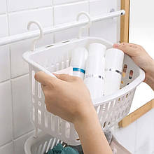 Кошик підвісний з гачками у ванну кімнату 10-15х19,5х17см, Білий (WAN)