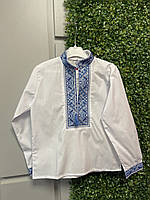 Вышиванка, вышитая рубашка для мальчика с синим орнаментом, длинный рукав 🖤💙