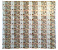 Коллекционные Листы банкнот, Неразрезанный лист из банкнот НБУ номиналом 2 грн 60 шт, Неразрезанные гривны