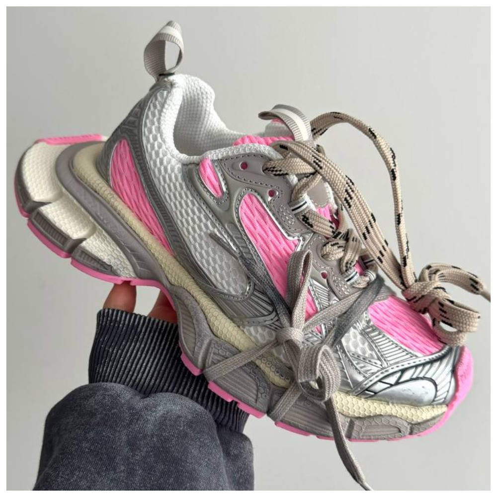 Жіночі кросівки Balenciaga 3XL Pink Silver Premium, рожеві кросівки баленсіага 3ХЛ сірі, фото 1