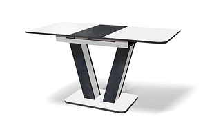 Стіл обідній розкладний Крафт Fusion Furniture, колір дуб крафт білий + вугольний камінь, фото 3