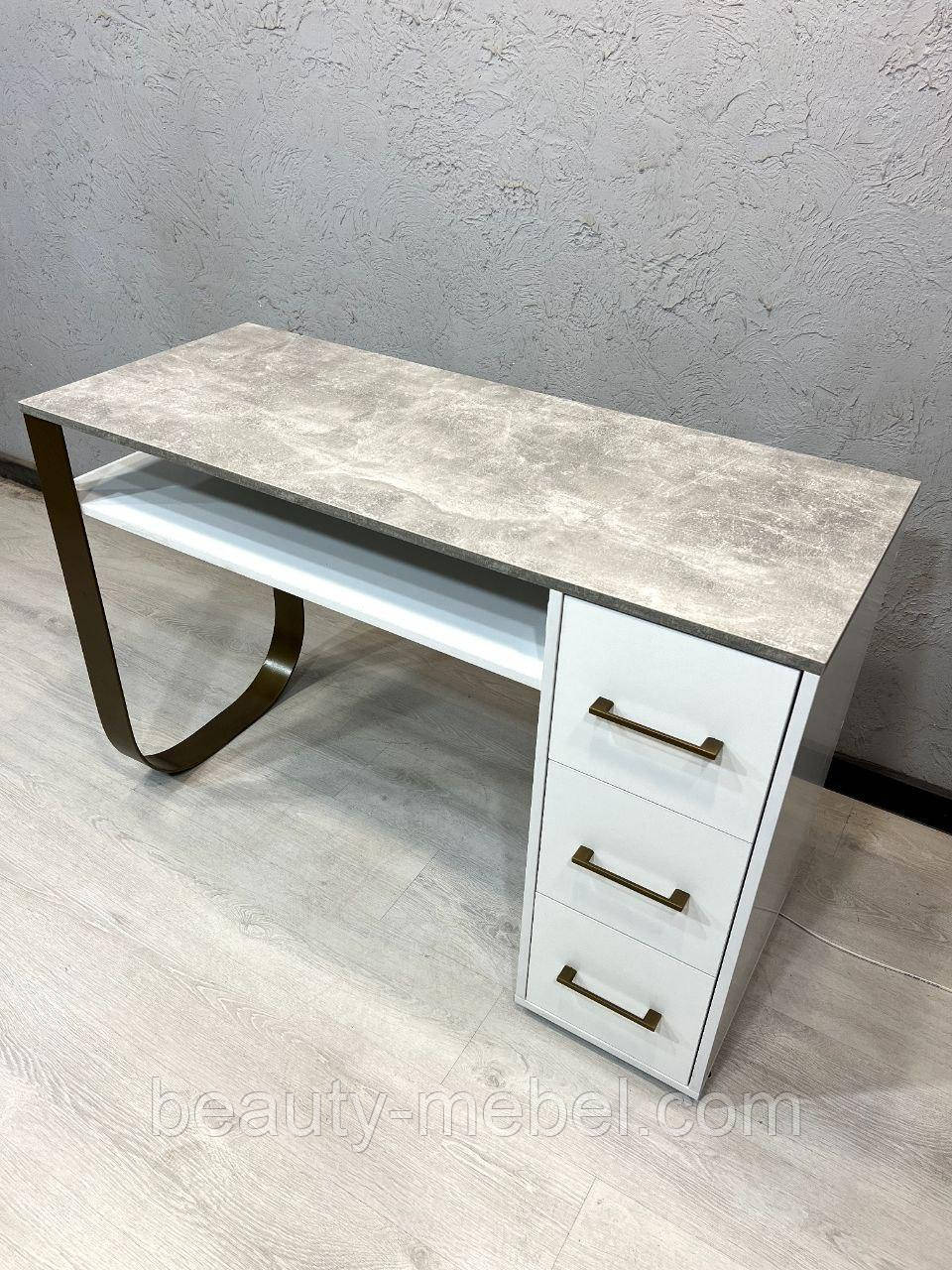 Стіл манікюрний у стилі ЛОФТ на металічній ніжці, фото 1