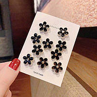 Набор бижутерных декоративных маленьких брошек с эмалью на одежду 10 шт (черные)