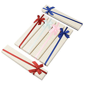 Коробочка прямокутна картонна однотонна з бантом під браслет розмір 21Х40Х23 мм 12 штук в пакованні мікс