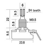 Потенциометр CTS Original pot 250k split shaft 1шт., фото 4