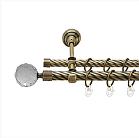 Карниз кований для штор подвійний антик Кристал Куля 16мм діаметр твістер комплект