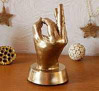 Статуэтка декоративная из полистоуна Рука "Ок!" (Окей) золото (глянец) 24 см