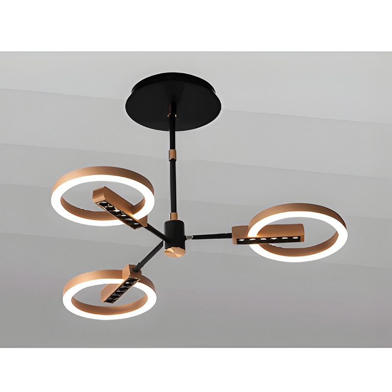 Мінімалістична світлодіодна Led-люстра до 10 м² на три плафони, SL-6007/3 GD, фото 1