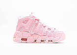 Жіночі кросівки Nike Air More Uptempo Pink, рожеві шкіряні кросівки найк аір море аптемпо аїр, фото 2