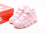 Жіночі кросівки Nike Air More Uptempo Pink, рожеві шкіряні кросівки найк аір море аптемпо аїр, фото 3
