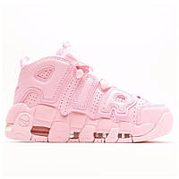 Женские кроссовки Nike Air More Uptempo Pink, розовые кожаные кроссовки найк аир море аптемпо