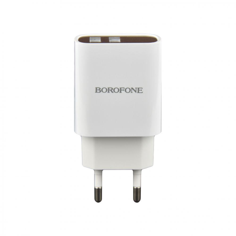 Мережевий Зарядний Пристрій Borofone BA58A Digital Display Type-C 2USB 2.4A Колір Бiлий 6931474749154
