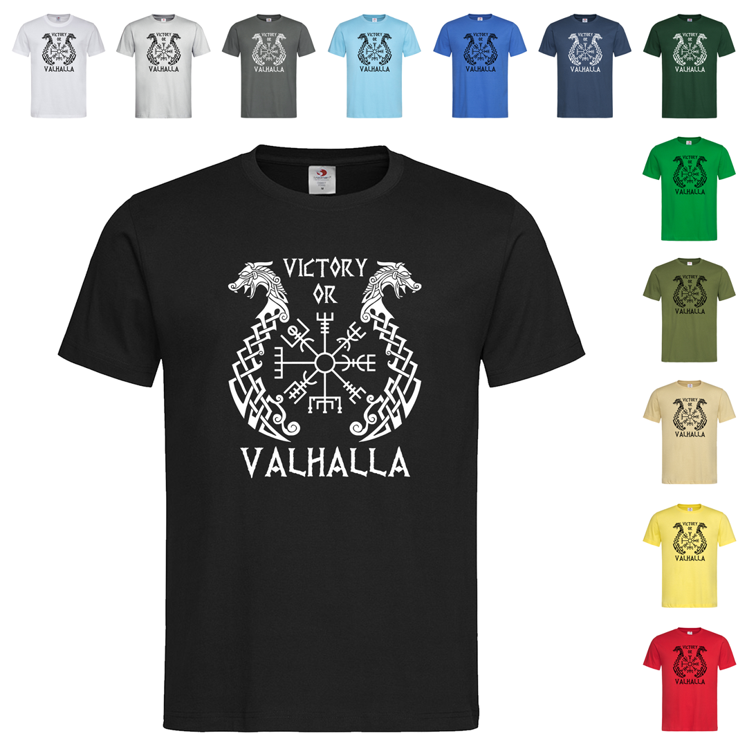 Чорна чоловіча/унісекс футболка Victory of Valhalla (13-15-5)