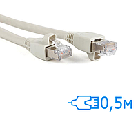 Патч-корд Kingda 0.5м FTP Cat.5e литой серый RJ45, CU (PAFT4050)