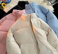Осенняя базовая теплая женская куртка оверсайз Модная стильная курточка на змейке синтепон 250 на подкладке Серый, 60/64