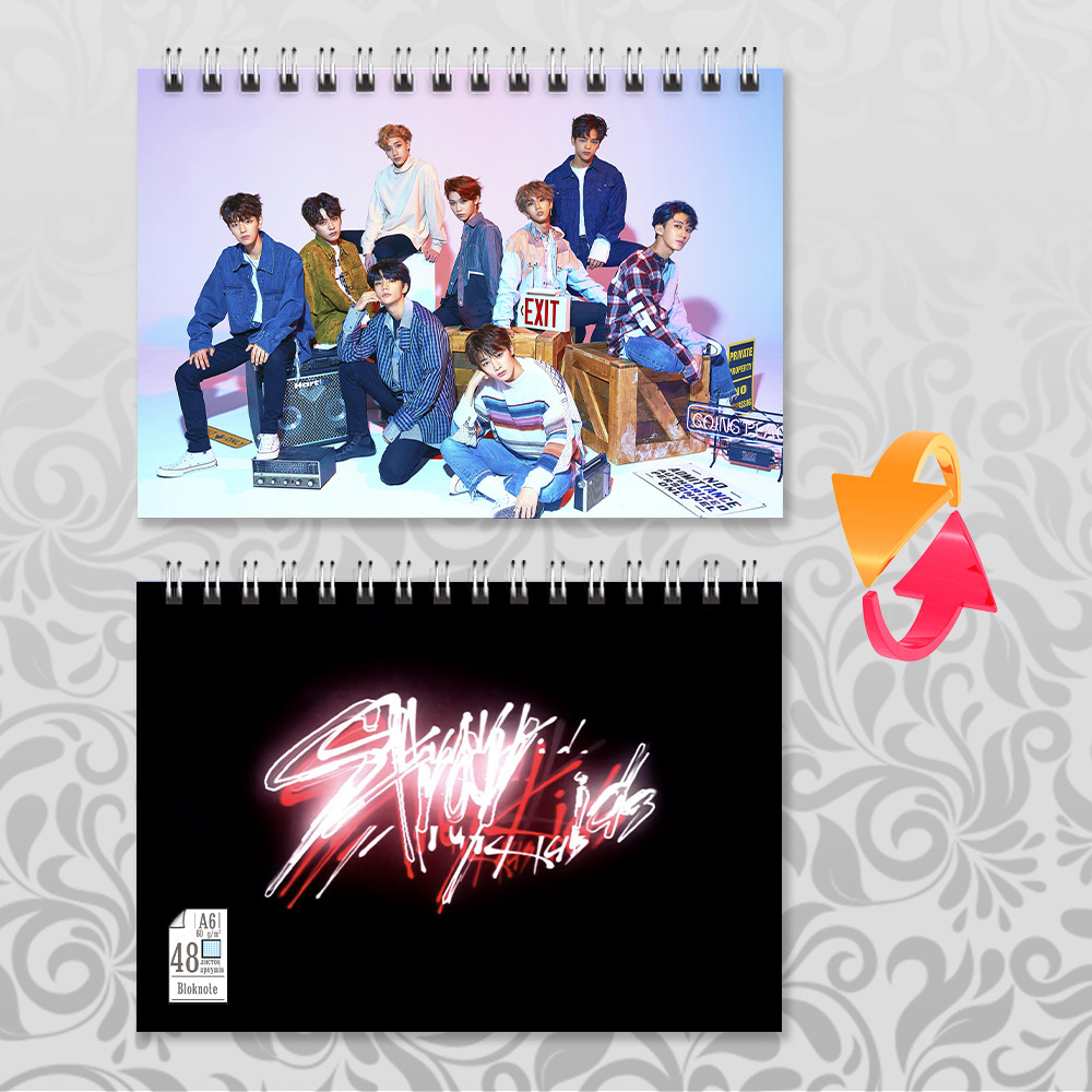 Блокнот А6 пружина 48 арк. клітка K-Pop Stray Kids