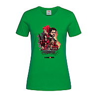 Зеленая женская футболка С принтом Бумажный дом (13-16-1-зелений)
