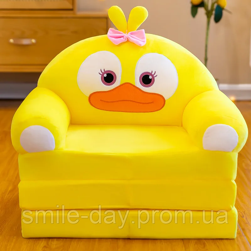 М'яке дитяче крісло плюшеве Циплятко жовте, безкаркасне м'яке крісло-диван для дітей у кімнату