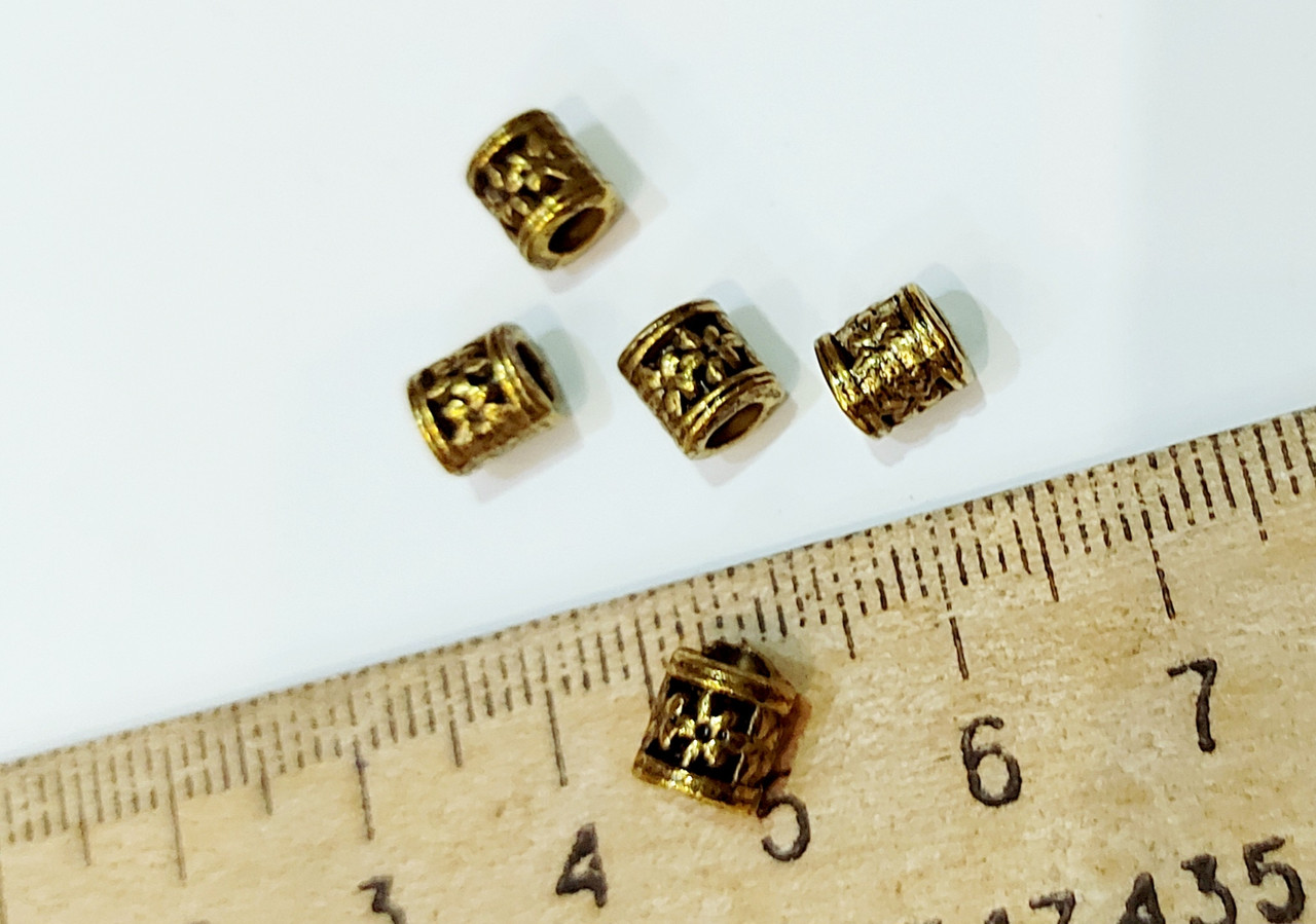 Наміста металева 6/5 мм, Фурнітура намистин металеві.Цина за 10 шт Антична бронза