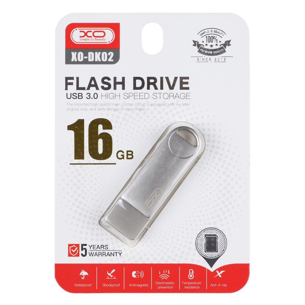 USB флеш-накопичувач XO DK02 USB3.0 16GB Колір Сталевий 6920680825844