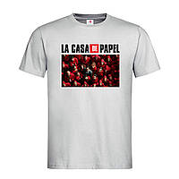Светло-серая мужская/унисекс футболка La Casa De Papel (13-16-2-світло-сірий меланж)