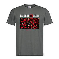 Графитовая мужская/унисекс футболка La Casa De Papel (13-16-2-графітовий)