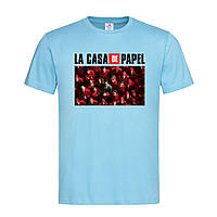 Голубая мужская/унисекс футболка La Casa De Papel (13-16-2-блакитний)