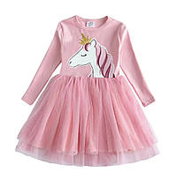 Платье на 3-8 лет с рукавом для девочки цвет розовый