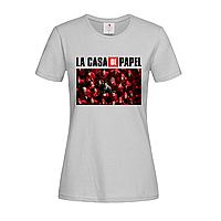 Серая женская футболка La Casa De Papel (13-16-2-сірий)