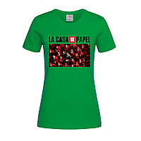 Зеленая женская футболка La Casa De Papel (13-16-2-зелений)
