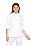 Жіночий кухарський кітель білий "Асиметрія" з асиметричною застібкою — стиль, комфорт і практичність для професіоналів кухні.