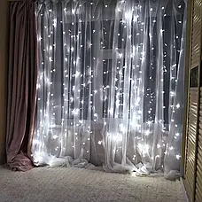 Гірлянда водоспад 320 LED (RD7154) 3х2м із заглушкою (10х32) Білий (холодний, фото 3