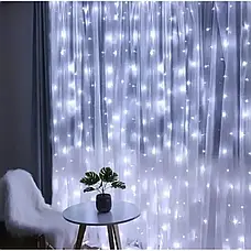 Гірлянда водоспад 320 LED (RD7154) 3х2м із заглушкою (10х32) Білий (холодний, фото 4