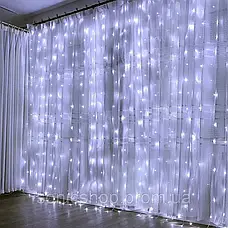 Гірлянда водоспад 320 LED (RD7154) 3х2м із заглушкою (10х32) Білий (холодний, фото 5