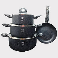 Набір посуду з гранітним покриттям Top Kitchen TK-00094 чорний Набір каструль та сковорода