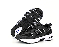 Кроссовки мужские New Balance 530 черные с белым, Нью Баланс 530 кожа текстиль, прошиты. код KD-12430