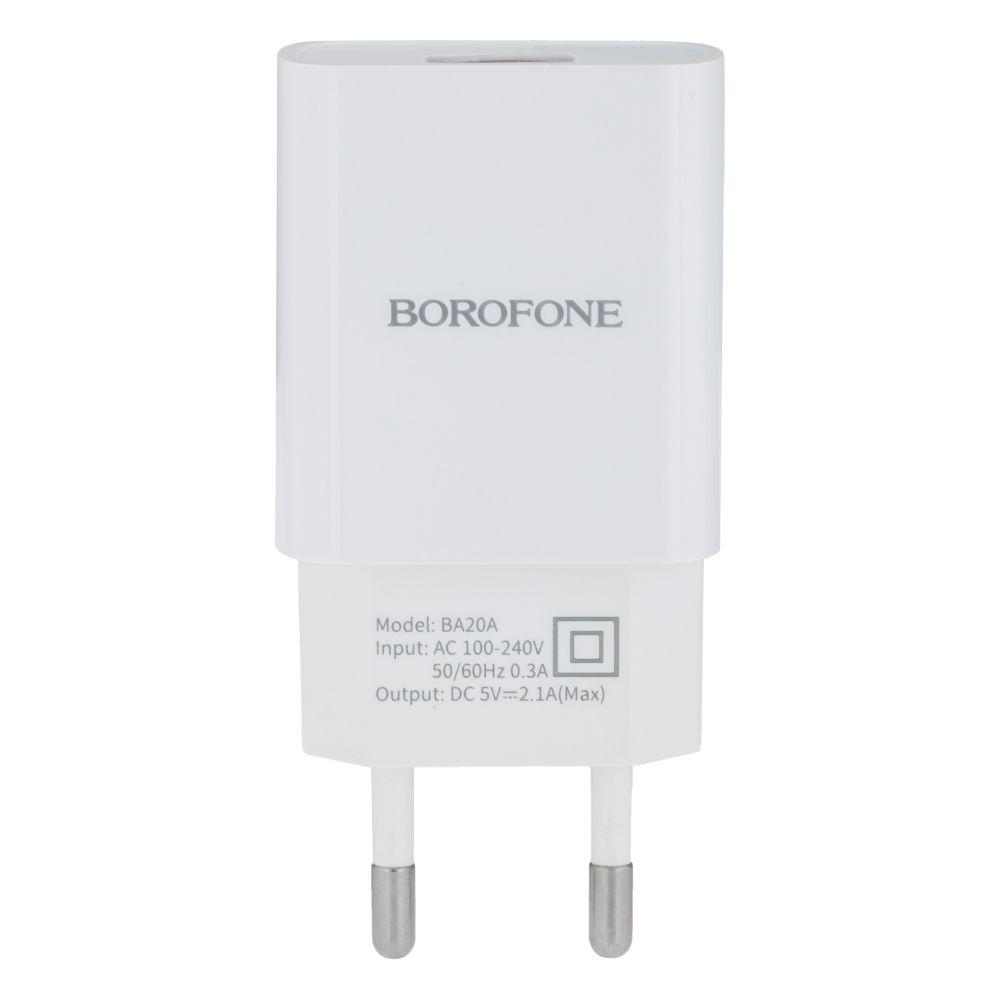 Мережевий Зарядний Пристрій Borofone BA20A Lightning 1USB 2.1A Колір Білий 6931474700728