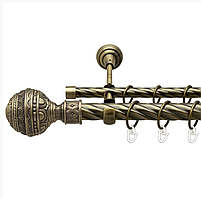 Карниз кований для штор подвійний антик Гоа 16мм діаметр твістер комплект